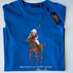 Ralph Lauren Polo Bear Men`s T-Shirt XL Navy Blue Cotton Short Sleeve Crew Neck